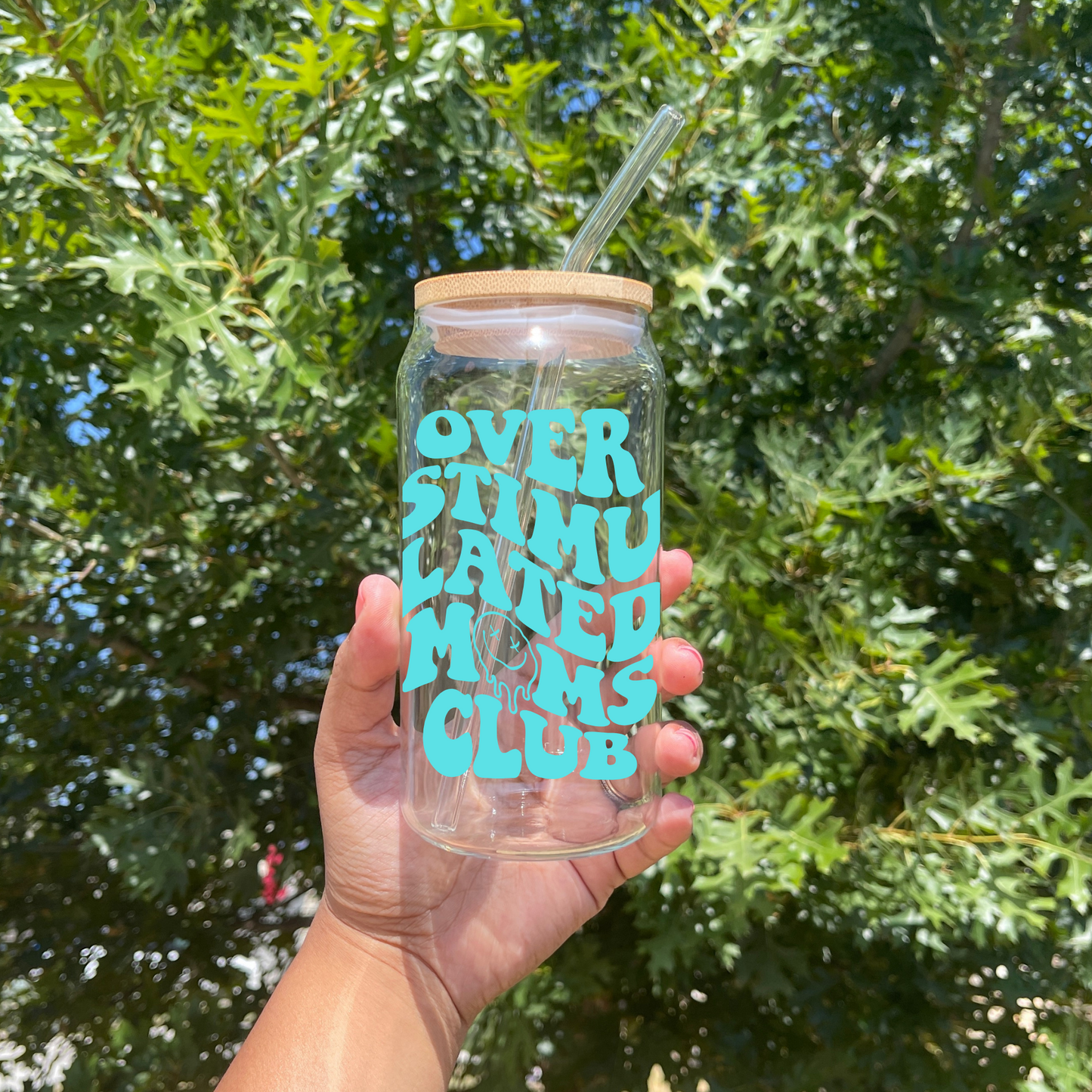 Groovy Overstimulated Mom Glass Can