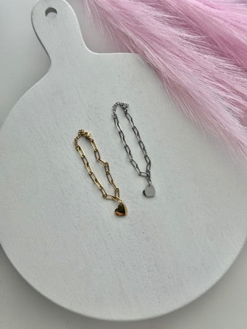 Personalized Paper Clip Chain Heart Bracelet