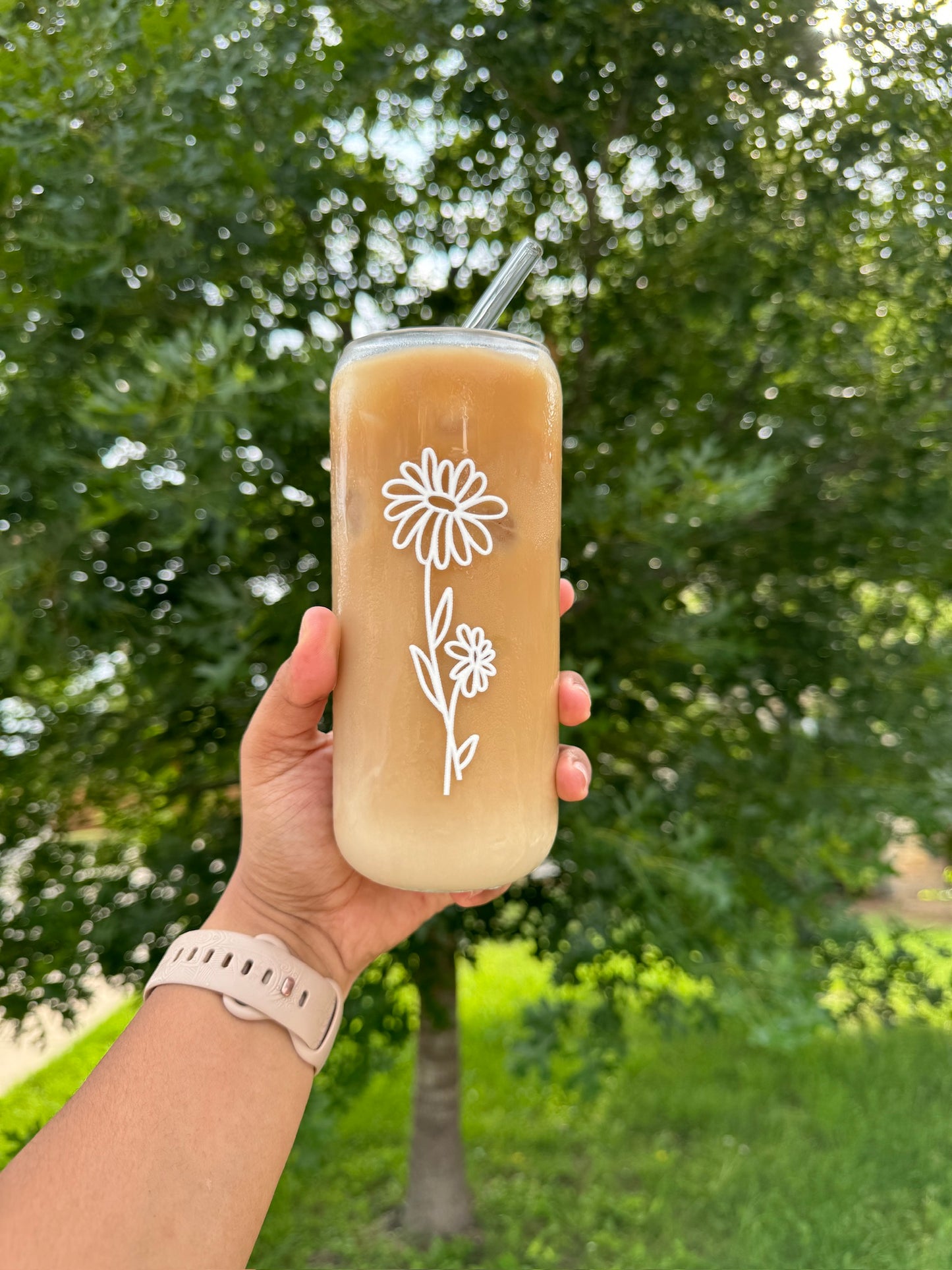 Personalized Birth Flower Glass Can