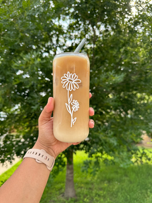 Personalized Birth Flower Glass Can