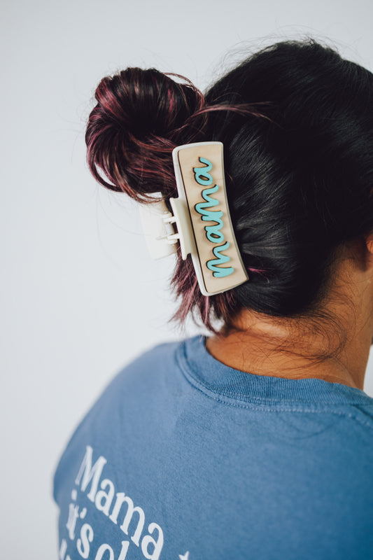 Blue Mama Wood Plate Claw Clip