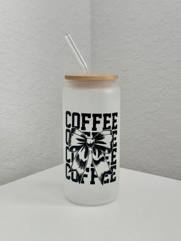 Coffee Bow Frosted Glass Can