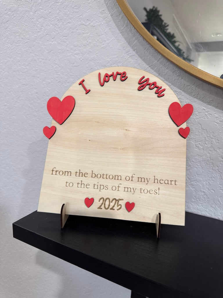 Personalized I love you Foot Print Keepsake