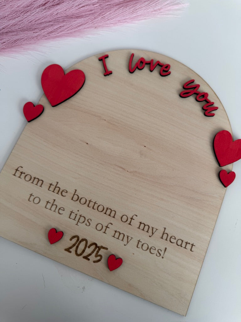 Personalized I love you Foot Print Keepsake