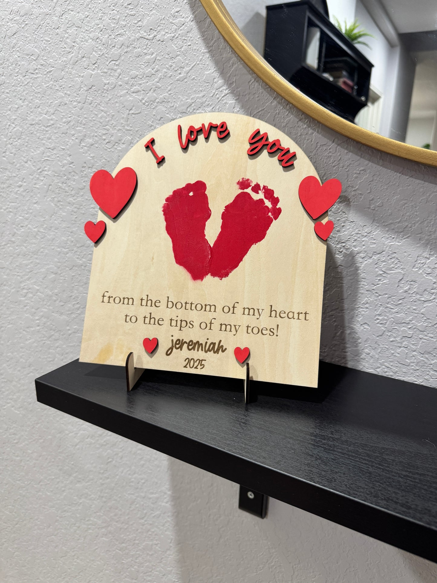 Personalized I love you Foot Print Keepsake