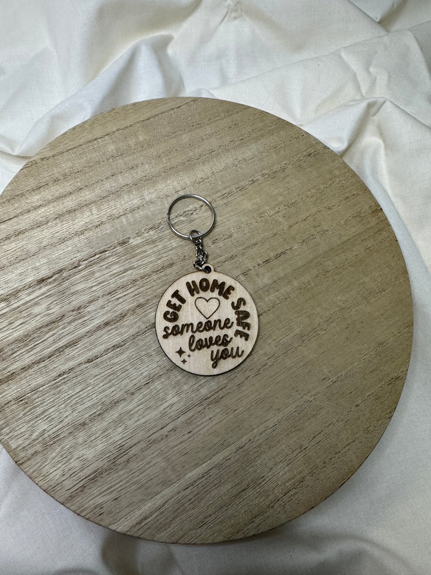 Wooden Get Home Safe Keychain