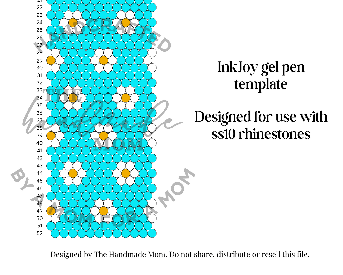 Daisy Rhinestone Pen Template - DIGITAL PRODUCT