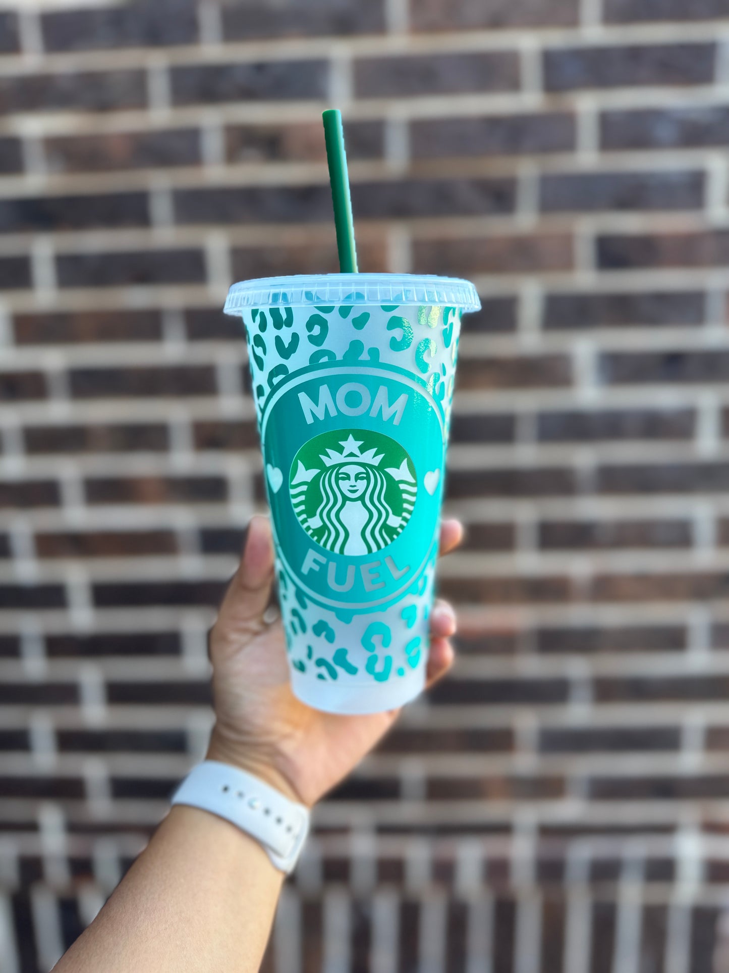 Cheetah Print Mom Fuel Reusable Starbucks Cold Cup